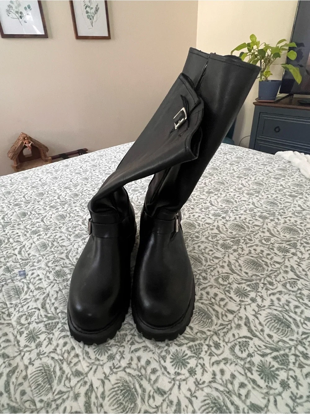 Guide Gear Black Leather Side Zip 15” Engineer Motorcycle Boots Size 9EE